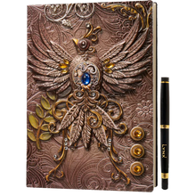 LYNX: 3D Faux-Leather Notebook - Pink Phoenix