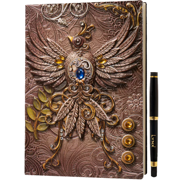 LYNX: 3D Faux-Leather Notebook - Pink Phoenix