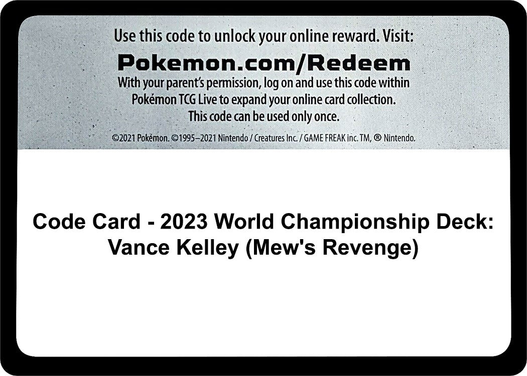 Image for Code Card - 2023 World Championship Deck: Vance Kelley (Mew's Revenge) - Pokemon