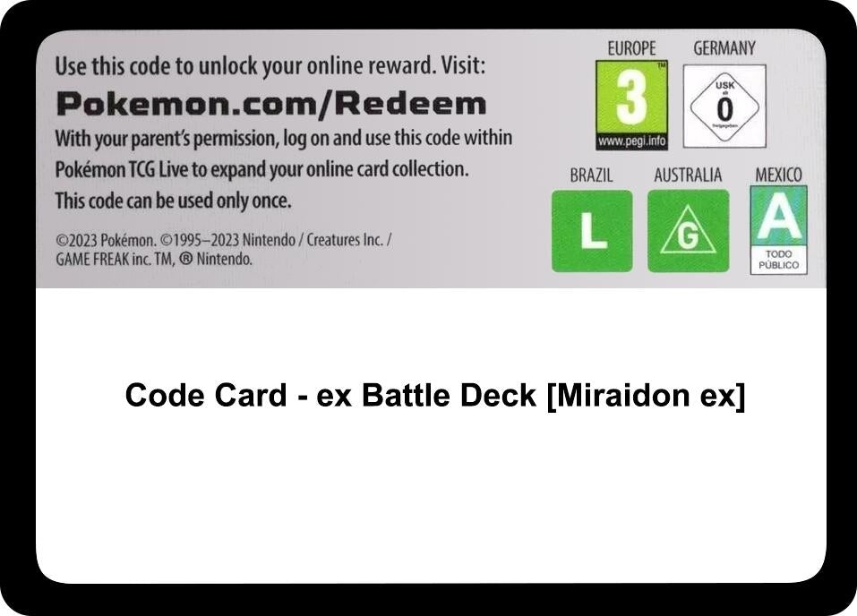 Image for Code Card - ex Battle Deck [Miraidon ex] - Pokemon