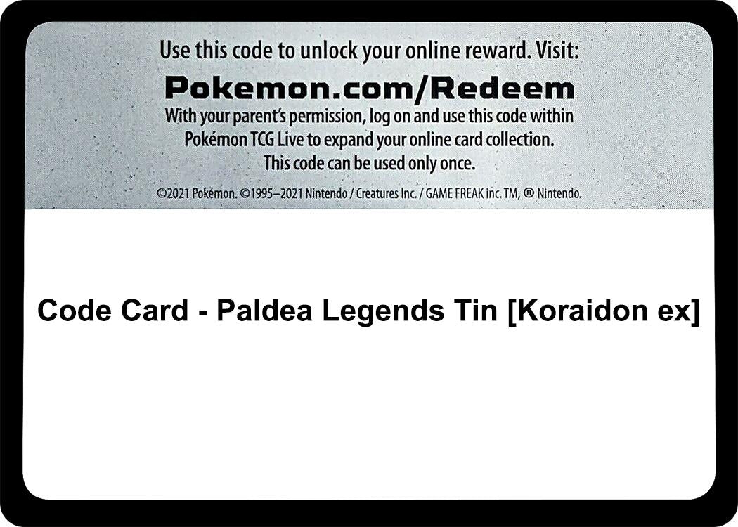 Image for Code Card - Paldea Legends Tin [Koraidon ex] - Pokemon