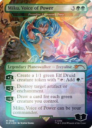 Miku, Voice of Power - Freyalise, Llanowar's Fury (Rainbow Foil) (Japanese) [Secret Lair Drop Series]
