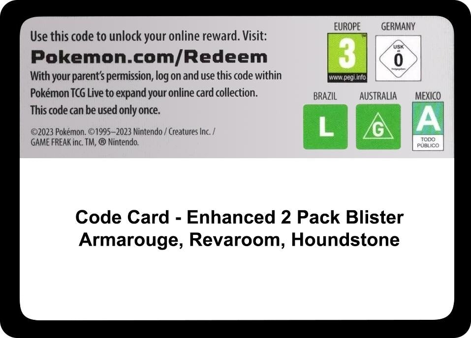 Image for Code Card - Enhanced 2-Pack Blister Pack [Armarouge, Revavroom & Houndstone] - Pokemon