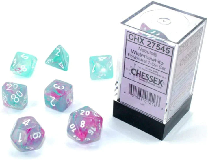 Chessex 7-Die set - Nebula Luminary - Wisteria/white