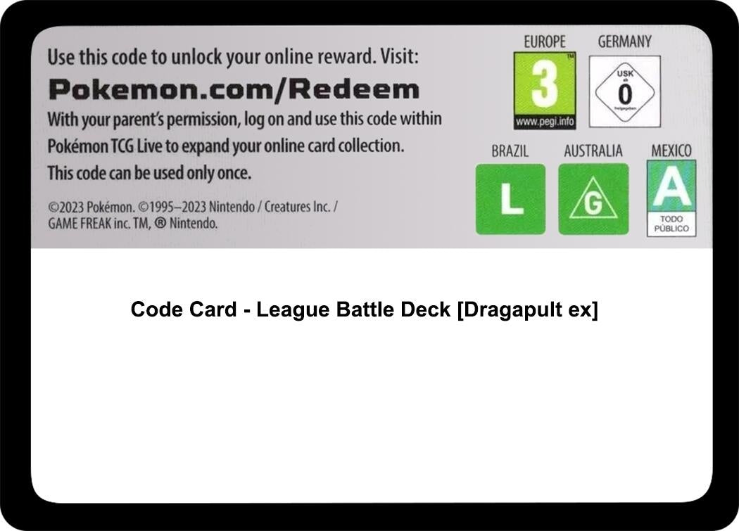 Image for Code Card - League Battle Deck [Dragapult ex] - Pokemon