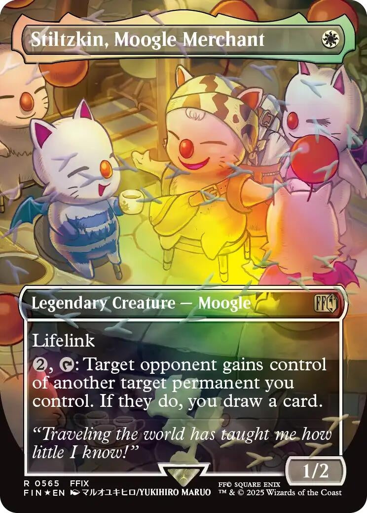 Image for Stiltzkin, Moogle Merchant (Borderless) (Chocobo Track Foil) (565) - Magic: The Gathering