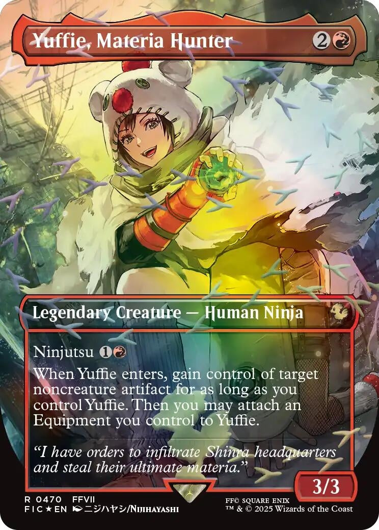 Image for Yuffie, Materia Hunter (Borderless) (Chocobo Track Foil) (470) - Magic: The Gathering