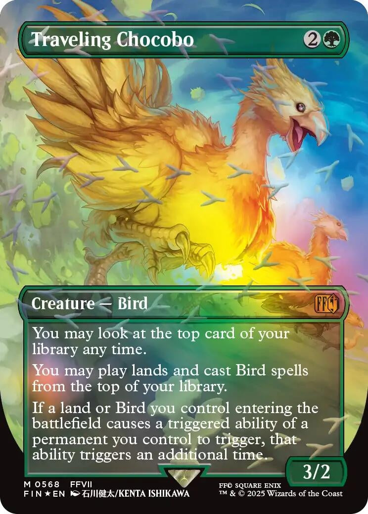 Image for Traveling Chocobo (Borderless) (Chocobo Track Foil) (568) - Magic: The Gathering