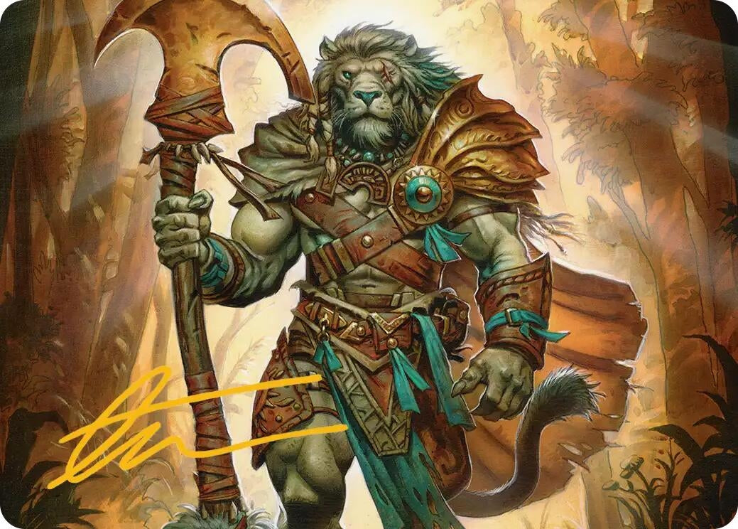 Image for Ajani, Outland Chaperone Art Card (Gold-Stamped Signature) (28) - Magic: The Gathering