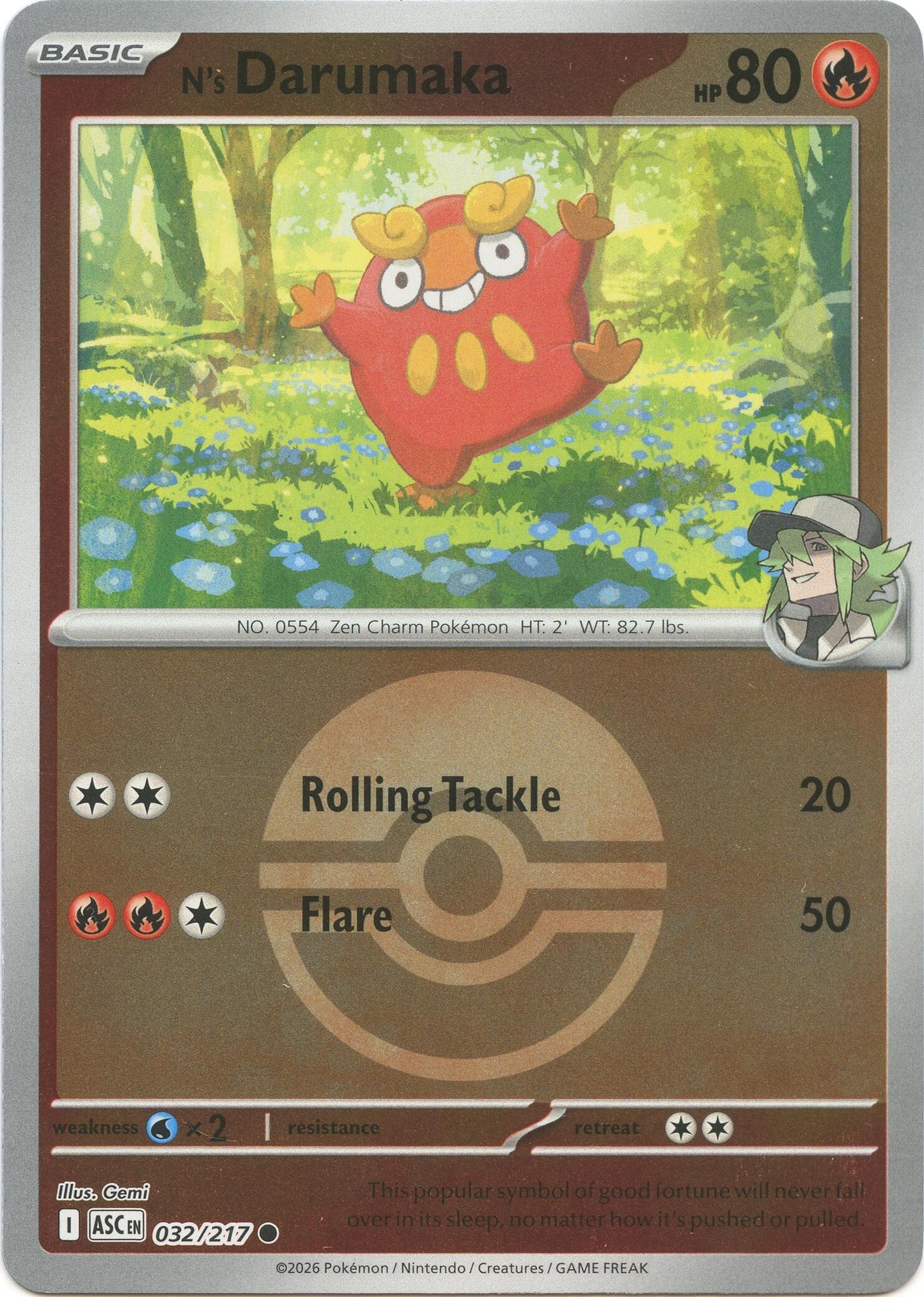 Image for N's Darumaka (Poke Ball) (032/217) (ASC) - Pokemon