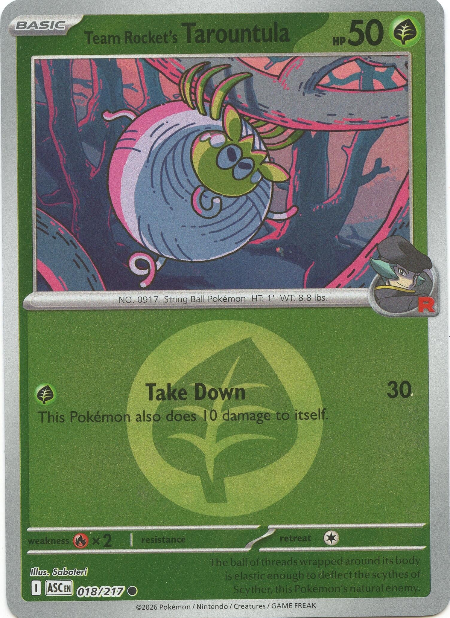 Image for Team Rocket's Tarountula (Energy Symbol Pattern) (018/217) (ASC) - Pokemon