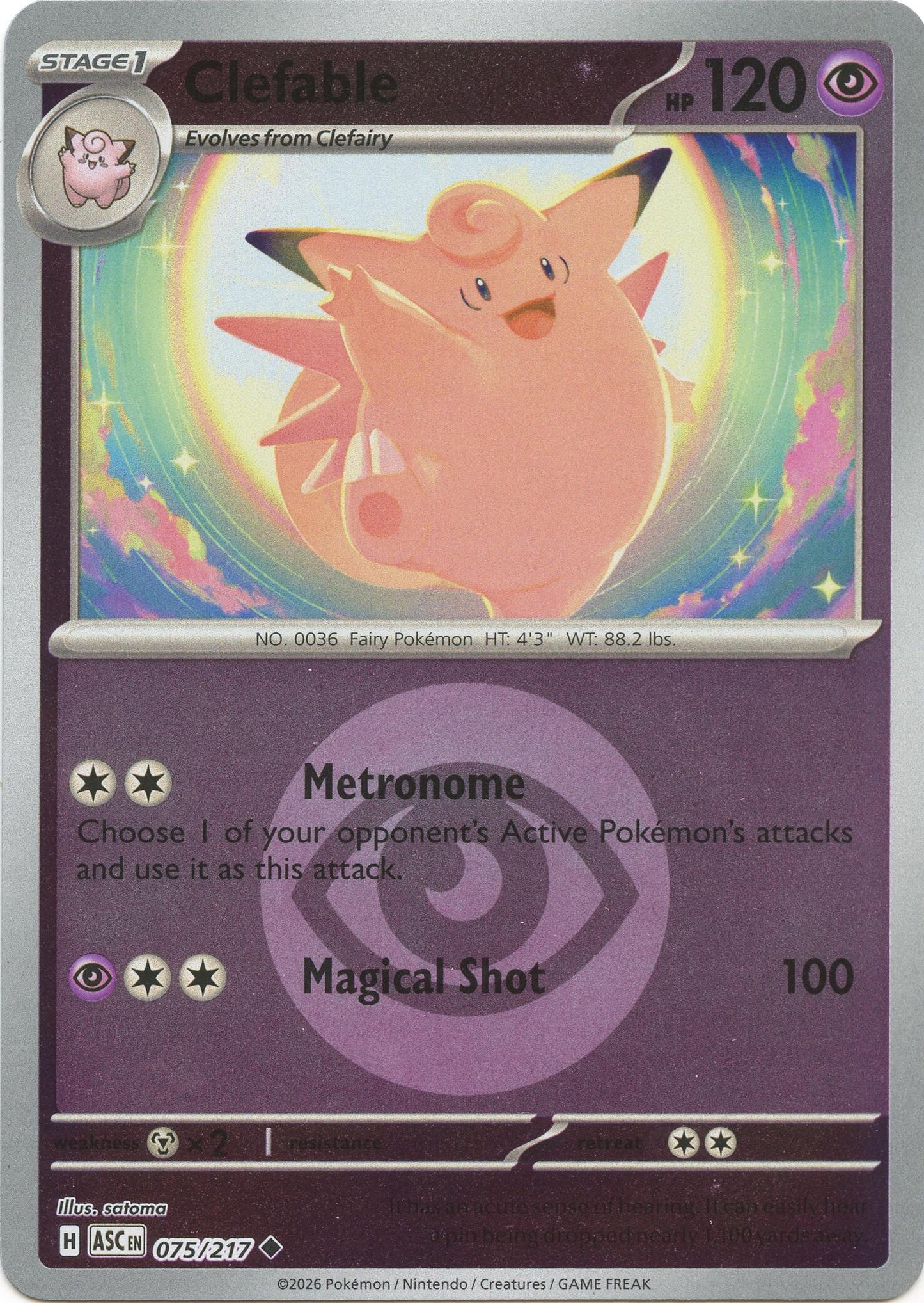 Image for Clefable (Energy Symbol Pattern) (075/217) (ASC) - Pokemon