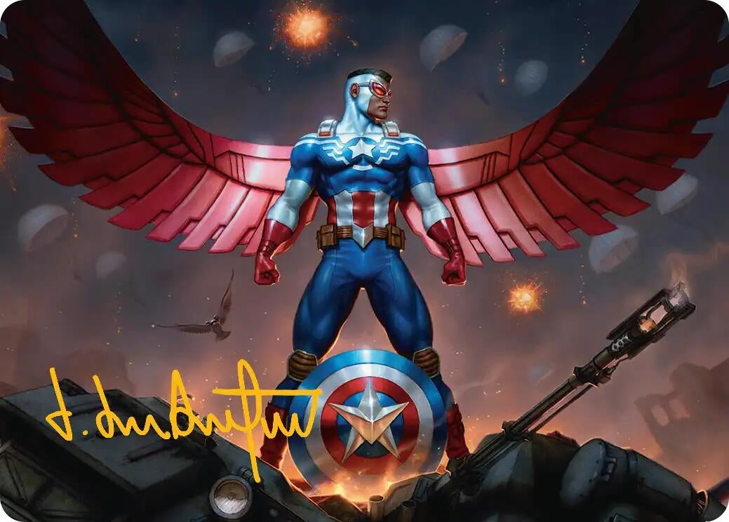 Image for Captain America, Wings of Freedom Art Card (2/45) (Gold-Stamped Signature) (2) (AAMSH) - Magic: The Gathering