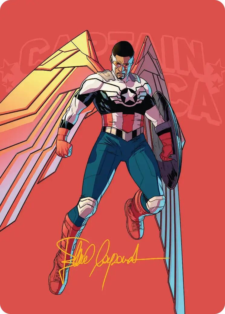 Image for Captain America, Wings of Freedom Art Card (22/45) (Gold-Stamped Signature) (22) (AAMSH) - Magic: The Gathering