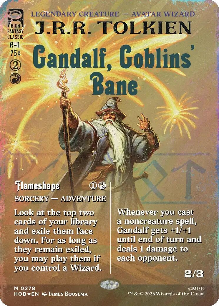 Image for Gandalf, Goblins' Bane (Borderless) (Surge Foil) (278) (HOB) - Magic: The Gathering