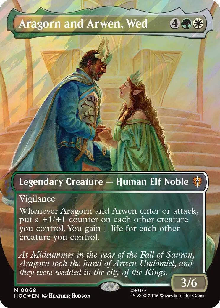 Image for Aragorn and Arwen, Wed (Borderless) (Surge Foil) (68) (HOC) - Magic: The Gathering