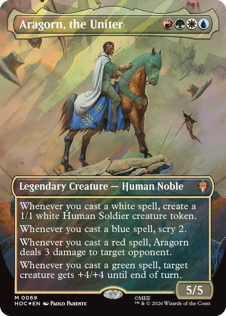 Image for Aragorn, the Uniter (Borderless) (Surge Foil) (69) (HOC) - Magic: The Gathering