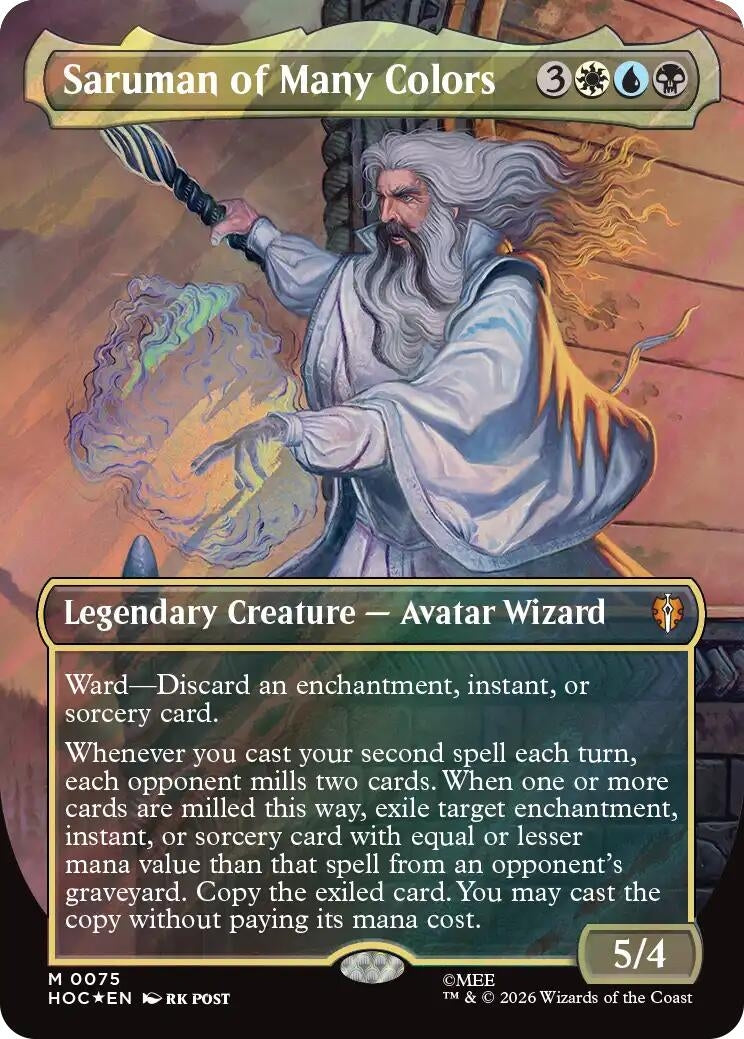 Image for Saruman of Many Colors (Borderless) (Surge Foil) (75) (HOC) - Magic: The Gathering