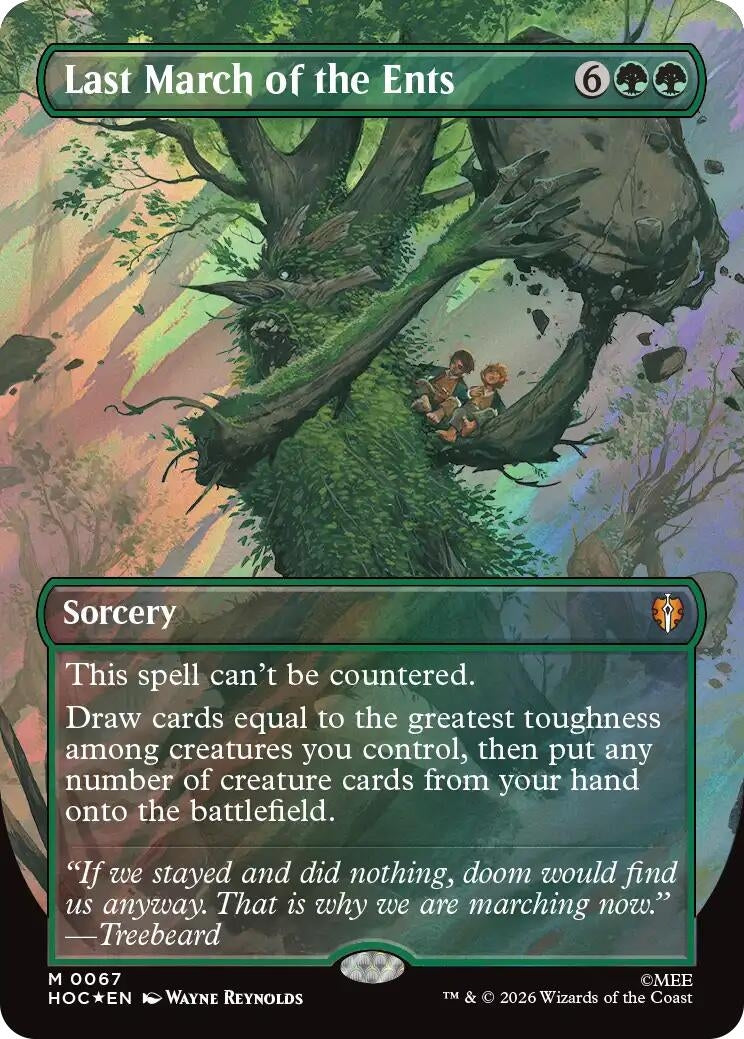 Image for Last March of the Ents (Borderless) (Surge Foil) (67) (HOC) - Magic: The Gathering