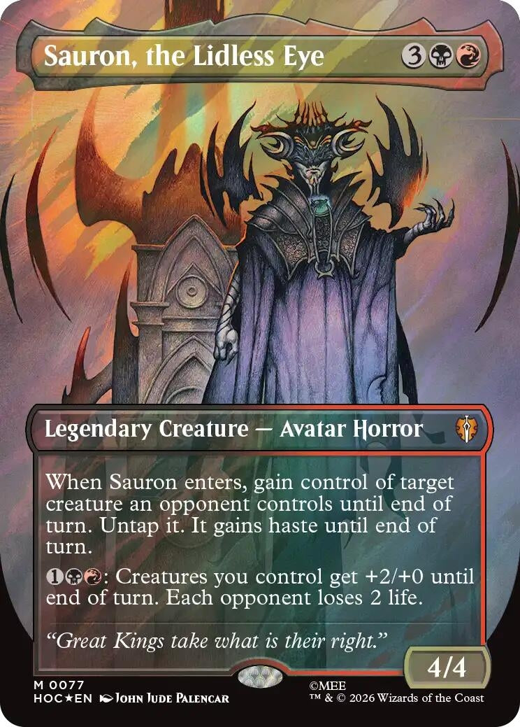 Image for Sauron, the Lidless Eye (Borderless) (Surge Foil) (77) (HOC) - Magic: The Gathering