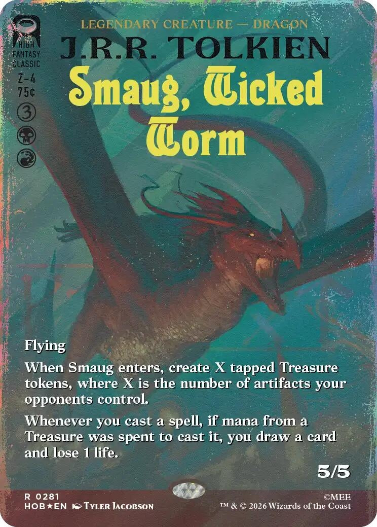 Image for Smaug, Wicked Worm (Borderless) (Surge Foil) (281) (HOB) - Magic: The Gathering
