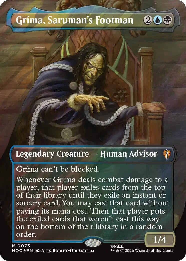 Image for Grima, Saruman's Footman (Borderless) (Surge Foil) (73) (HOC) - Magic: The Gathering