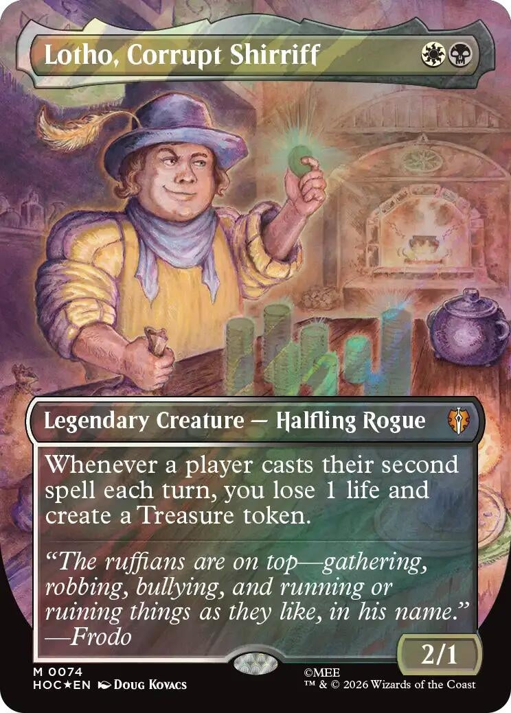 Image for Lotho, Corrupt Shirriff (Borderless) (Surge Foil) (74) (HOC) - Magic: The Gathering