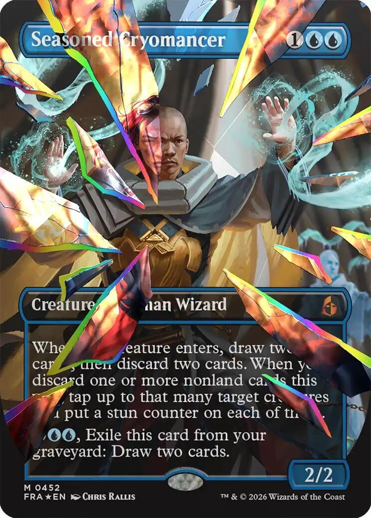 Image for Seasoned Cryomancer (Borderless) (Facet Foil) (0452) (452) (FRA) - Magic: The Gathering