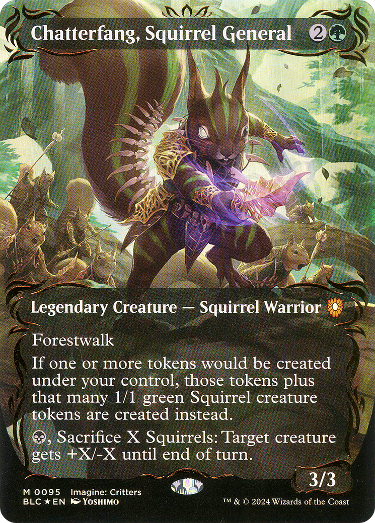 Chatterfang, Squirrel General (Borderless) (Raised Foil) [Bloomburrow Commander]