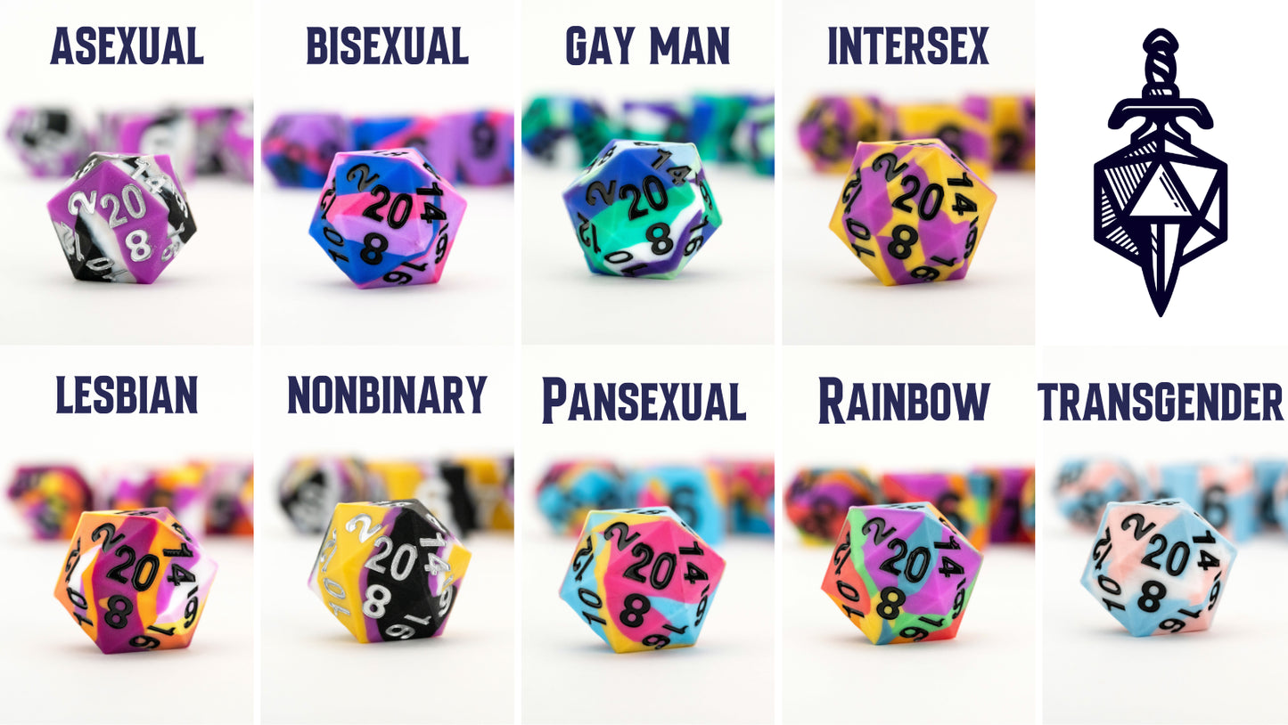 Fanroll Sharp Edge Silicone Rubber Dice Set: GAYMERS PRIDE
