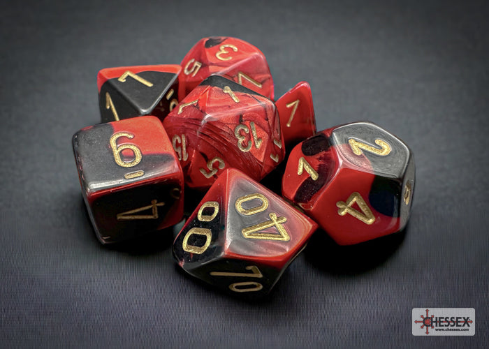 Chessex 7-Die Set  - Gemini - Black-Red/Gold