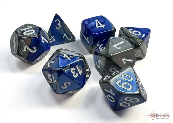 Chessex 7-Die Set - Gemini - Blue-Steel/White