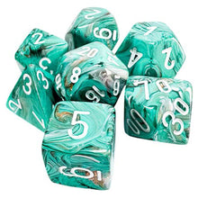 Chessex Mega-hedral 7-Die Set - Marble - Oxi-Copper/White