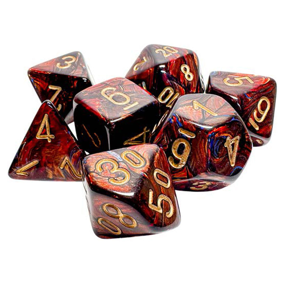 Chessex Mega-hedral 7-Die Set - Scarab - Blue Blood/Gold