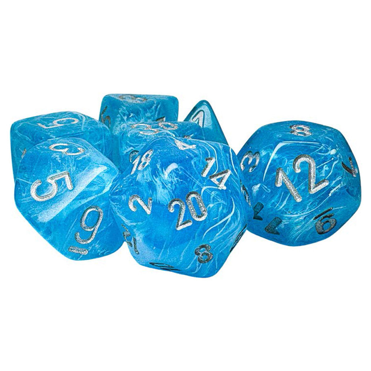 Chessex Mega-hedral 7-Die Set - Luminary - Sky/Silver