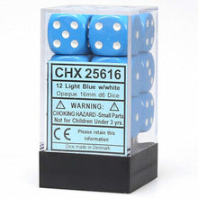 Chessex 16MM D6 Dice - Opaque - Light Blue/White