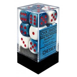 Chessex 16MM D6 Dice - Gemini  - Astral Blue-White/Red