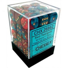 Chessex 12MM D6 Dice - Gemini - Red-Teal/Gold
