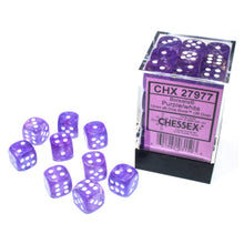 Chessex D6 Cube 12MM - Borealis Luminary - Purple/White