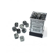 Chessex D6 Cube 12MM - Borealis Luminary - Light Smoke/Silver