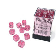 Chessex 12MM D6 Dice - Borealis Luminary - Pink/Silver