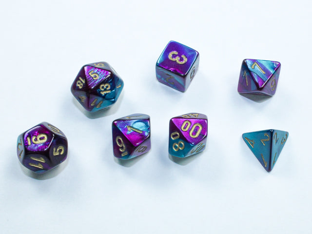 Chessex MINI 7-Die Set - Gemini - Purple-Teal/Gold