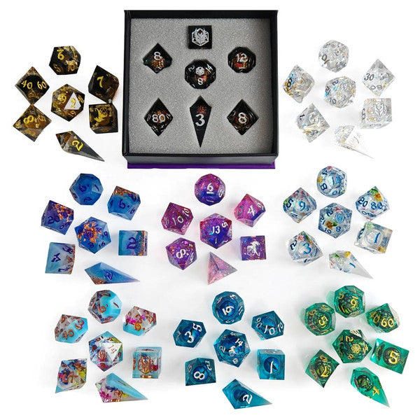 Hymgho Premium Gaming 7 Set Mystery Sharp Edge Resin Dice