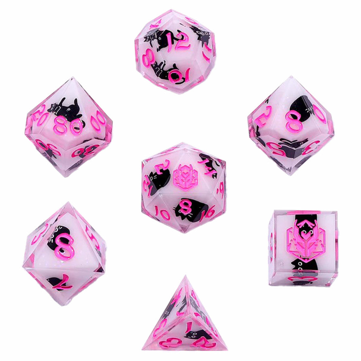 Hymgho Premium Gaming Captured Magic Sharp Resin 7 Dice Set Dice - Scaredy Cat