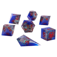 Hymgho Premium Gaming 7 Dice Set - Captured Magic Sharp Resin - Sapphire Inferno