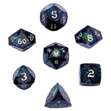 Hymgho Premium Gaming Captured Magic Luster Cut Resin 7 Dice Set Dice - Starry Night Silver