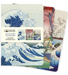 Flame Tree Publishing Japanese Woodblocks Set of 3 Midi Notebook Collection