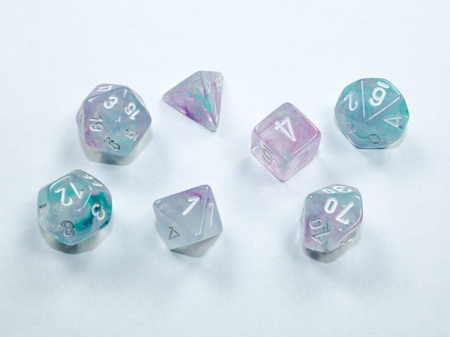 Chessex MINI 7-Die Set - Nebula - Wisteria/White