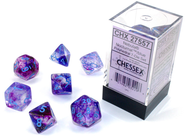 Chessex 7-Die set - Nebula Luminary - Nocturnal/Blue