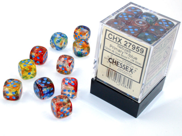 Chessex 12mm D6 Dice - Nebula Luminary - Primary Blue
